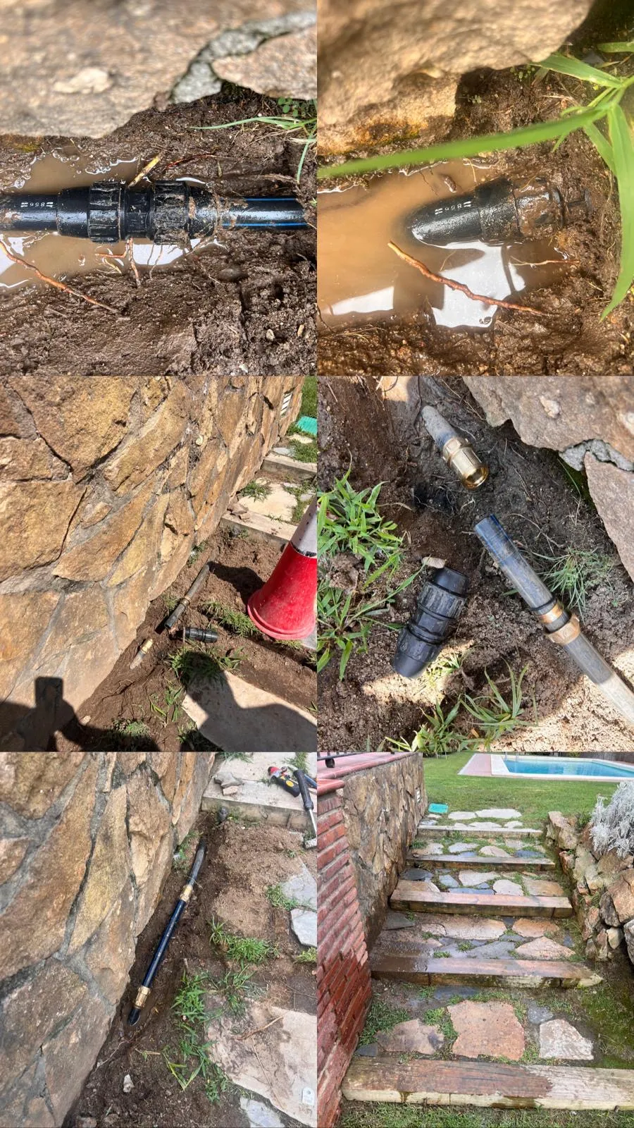 Reparación de fuga en tubería enterrada de jardín